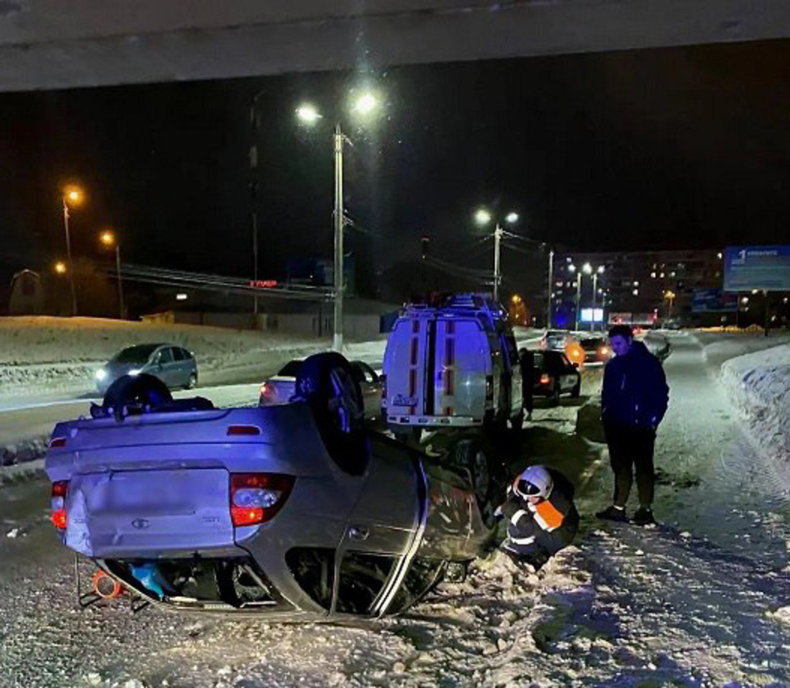 В Башкирии перевернулся автомобиль
