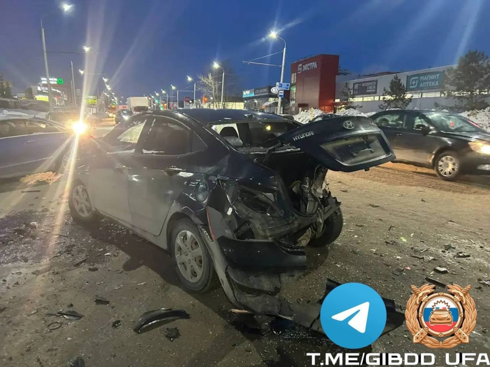 В Уфе сразу три автомобиля попали в аварию